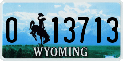 WY license plate 013713