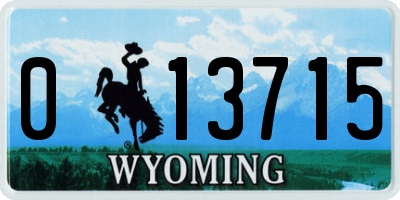 WY license plate 013715