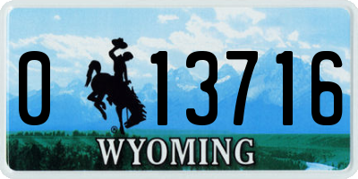 WY license plate 013716