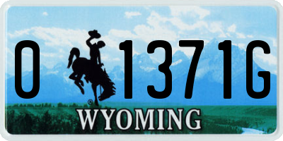 WY license plate 01371G