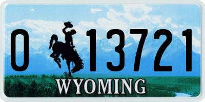 WY license plate 013721