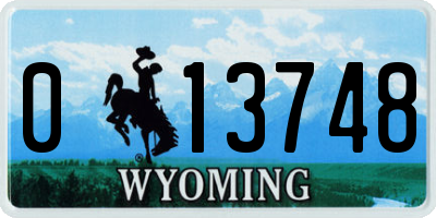 WY license plate 013748