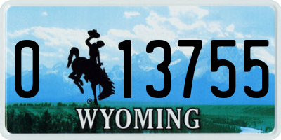 WY license plate 013755