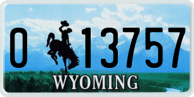 WY license plate 013757