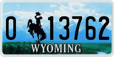 WY license plate 013762