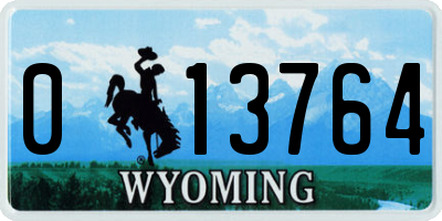 WY license plate 013764