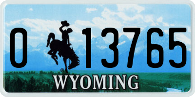 WY license plate 013765