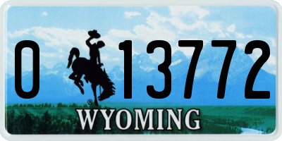 WY license plate 013772