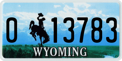 WY license plate 013783