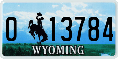 WY license plate 013784