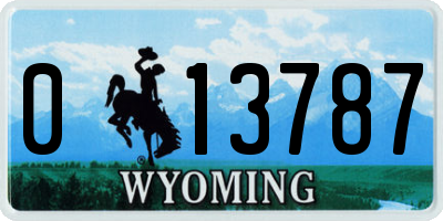 WY license plate 013787