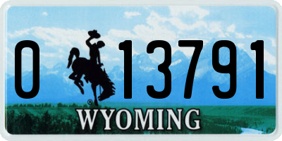 WY license plate 013791