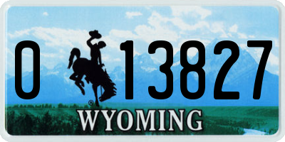 WY license plate 013827