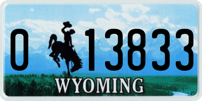 WY license plate 013833