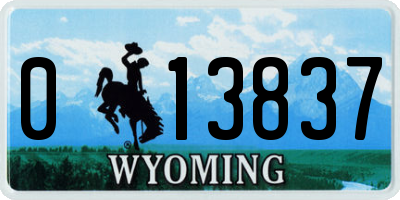 WY license plate 013837