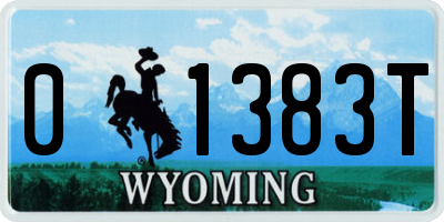 WY license plate 01383T