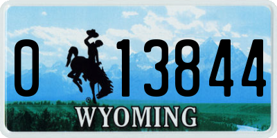 WY license plate 013844