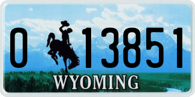 WY license plate 013851