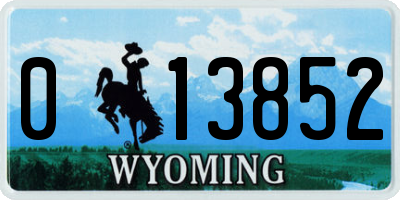 WY license plate 013852