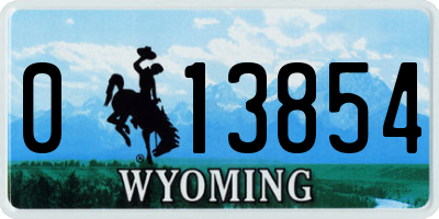 WY license plate 013854