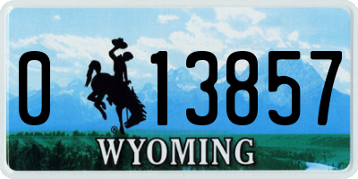 WY license plate 013857