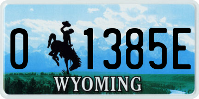 WY license plate 01385E