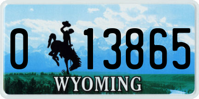 WY license plate 013865
