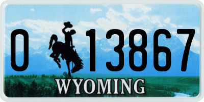 WY license plate 013867