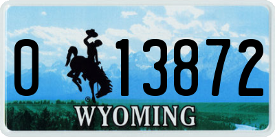 WY license plate 013872