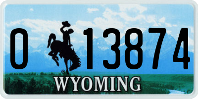 WY license plate 013874