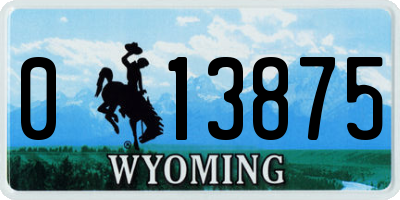 WY license plate 013875