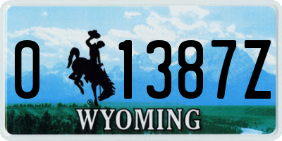 WY license plate 01387Z