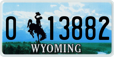 WY license plate 013882