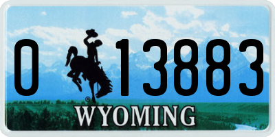 WY license plate 013883