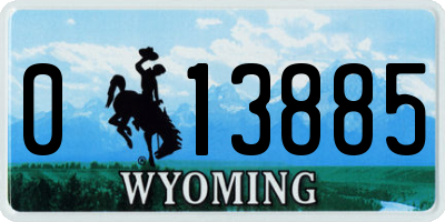 WY license plate 013885