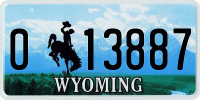 WY license plate 013887