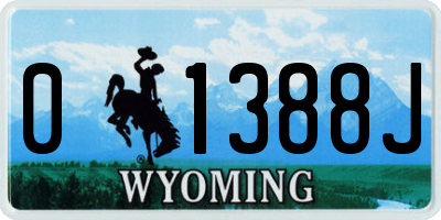 WY license plate 01388J