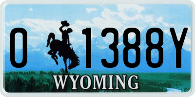 WY license plate 01388Y