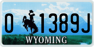 WY license plate 01389J
