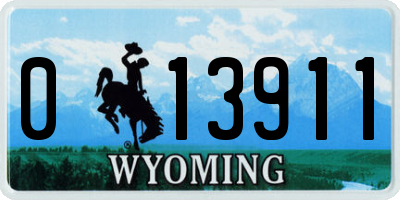 WY license plate 013911