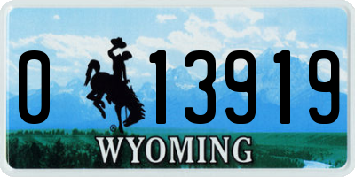 WY license plate 013919