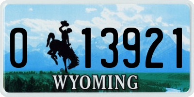 WY license plate 013921