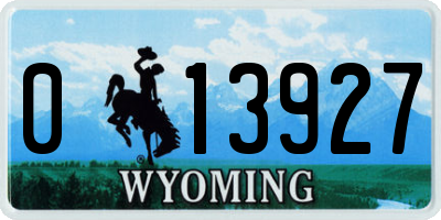WY license plate 013927
