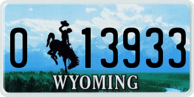 WY license plate 013933