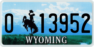 WY license plate 013952