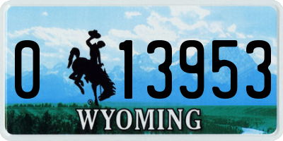 WY license plate 013953