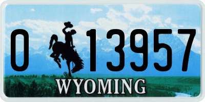 WY license plate 013957