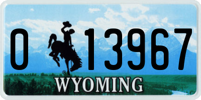 WY license plate 013967