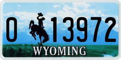 WY license plate 013972