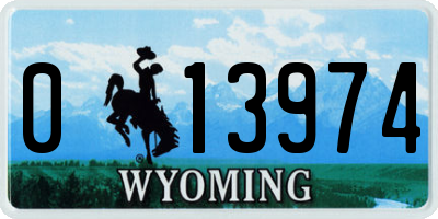 WY license plate 013974